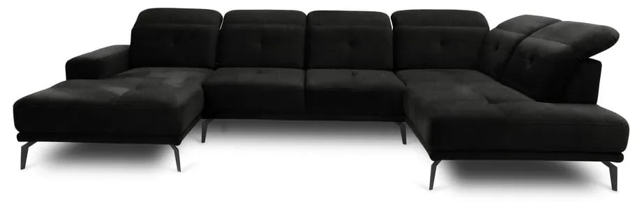 Divano angolare nero (con penisola a destra/a U) Bretan – ELTAP