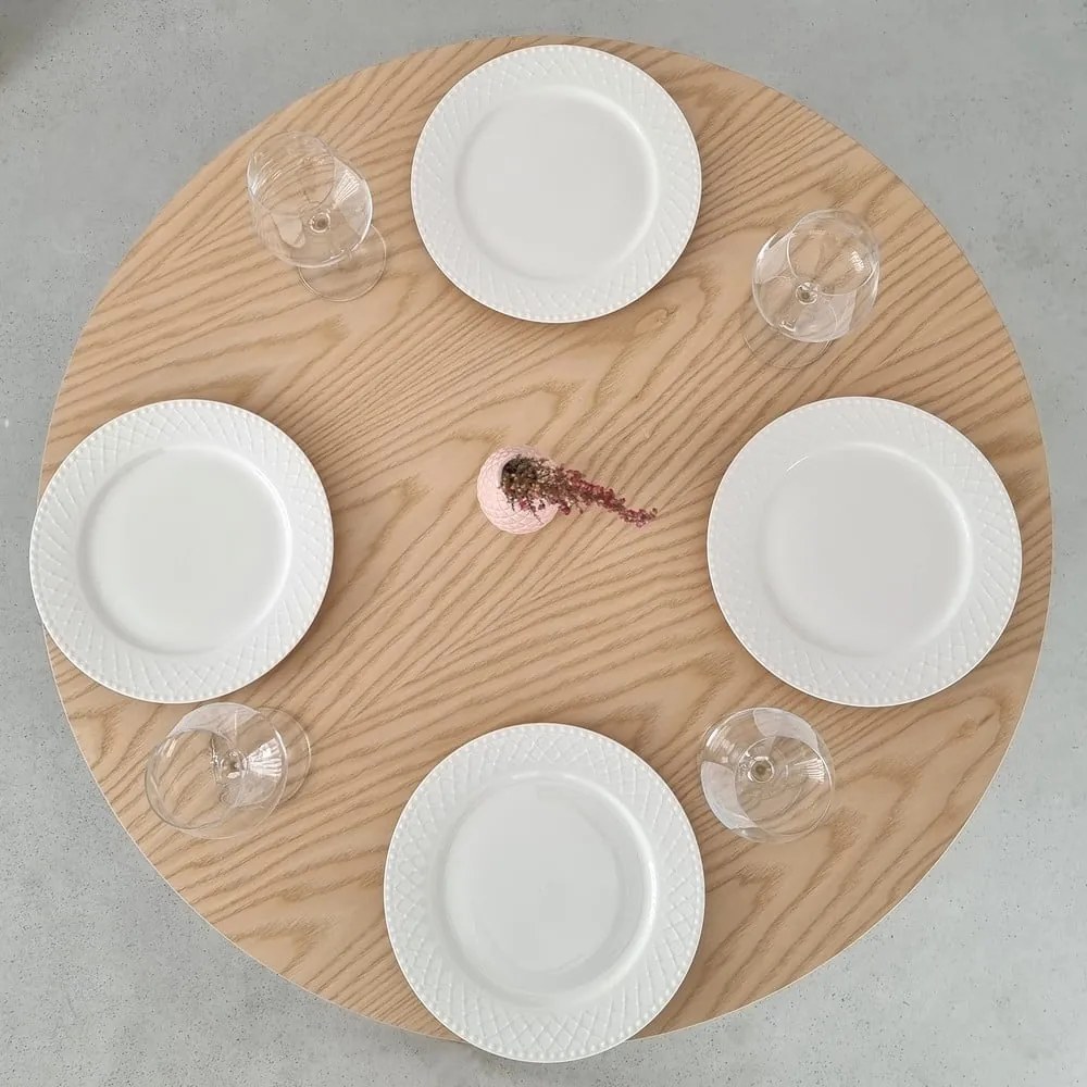 Tavolo da pranzo rotondo con piano effetto frassino ø 80 cm Jubi – Ragaba