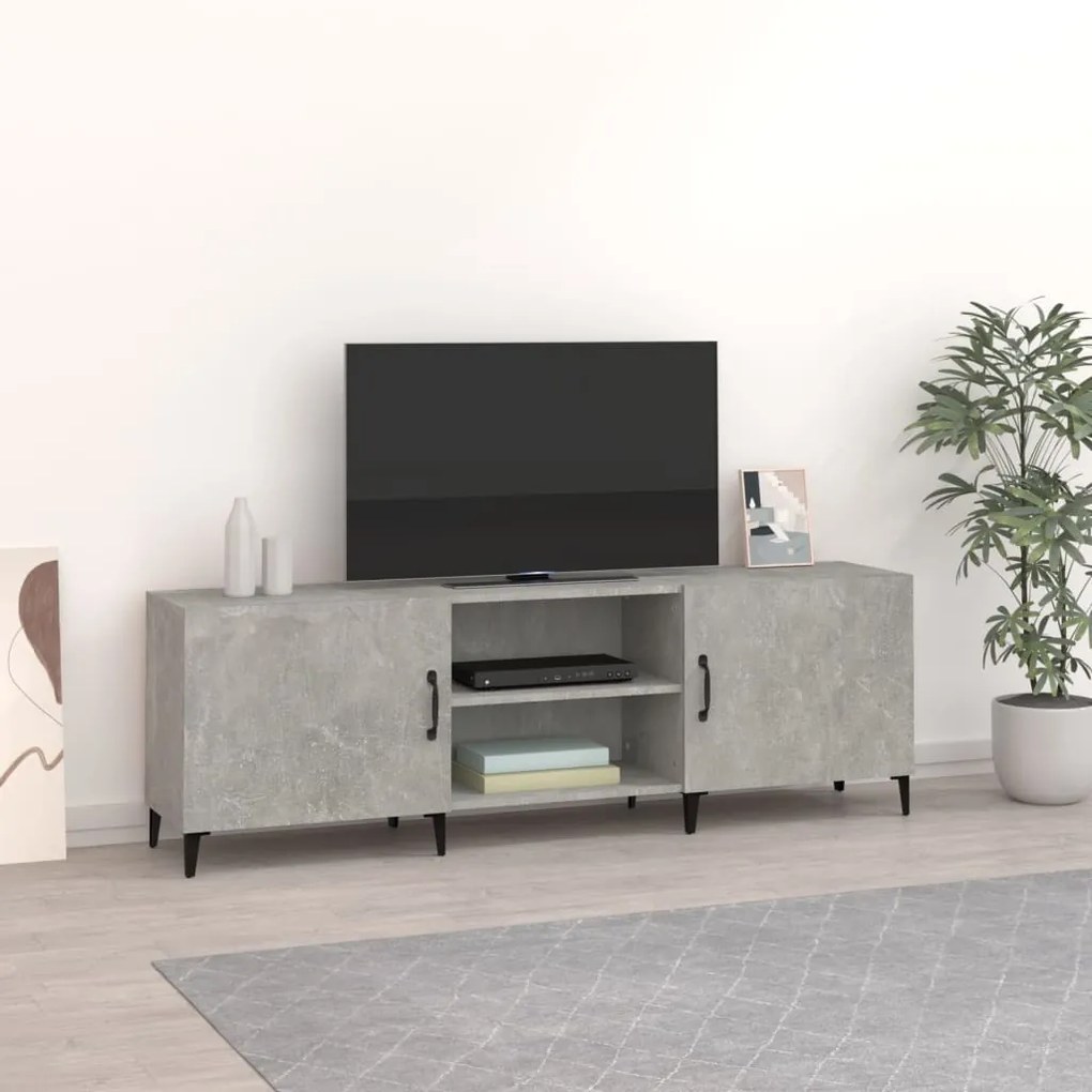 Mobile Porta TV Grigio Cemento 150x30x50cm in Legno Multistrato