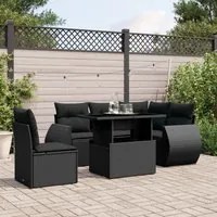 Set Divano da Giardino 6 pz con Cuscini Nero in Polyrattan 3268535