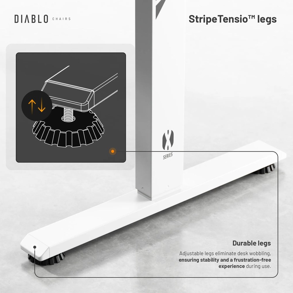 Scrivania Regolabile in Altezza Diablo X-Tensio 1600 Bianco