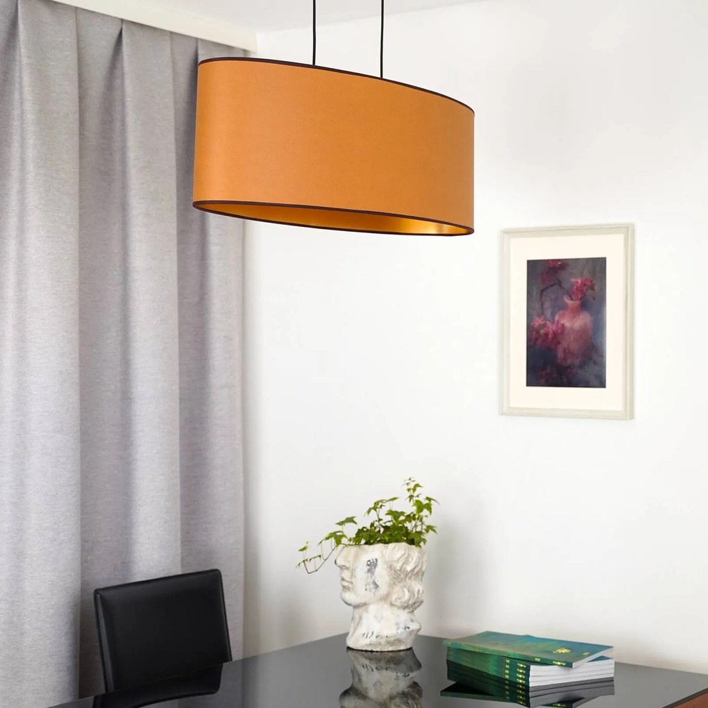 Lampada a sospensione Envostar Idun, marrone, 80 cm materiale vegano