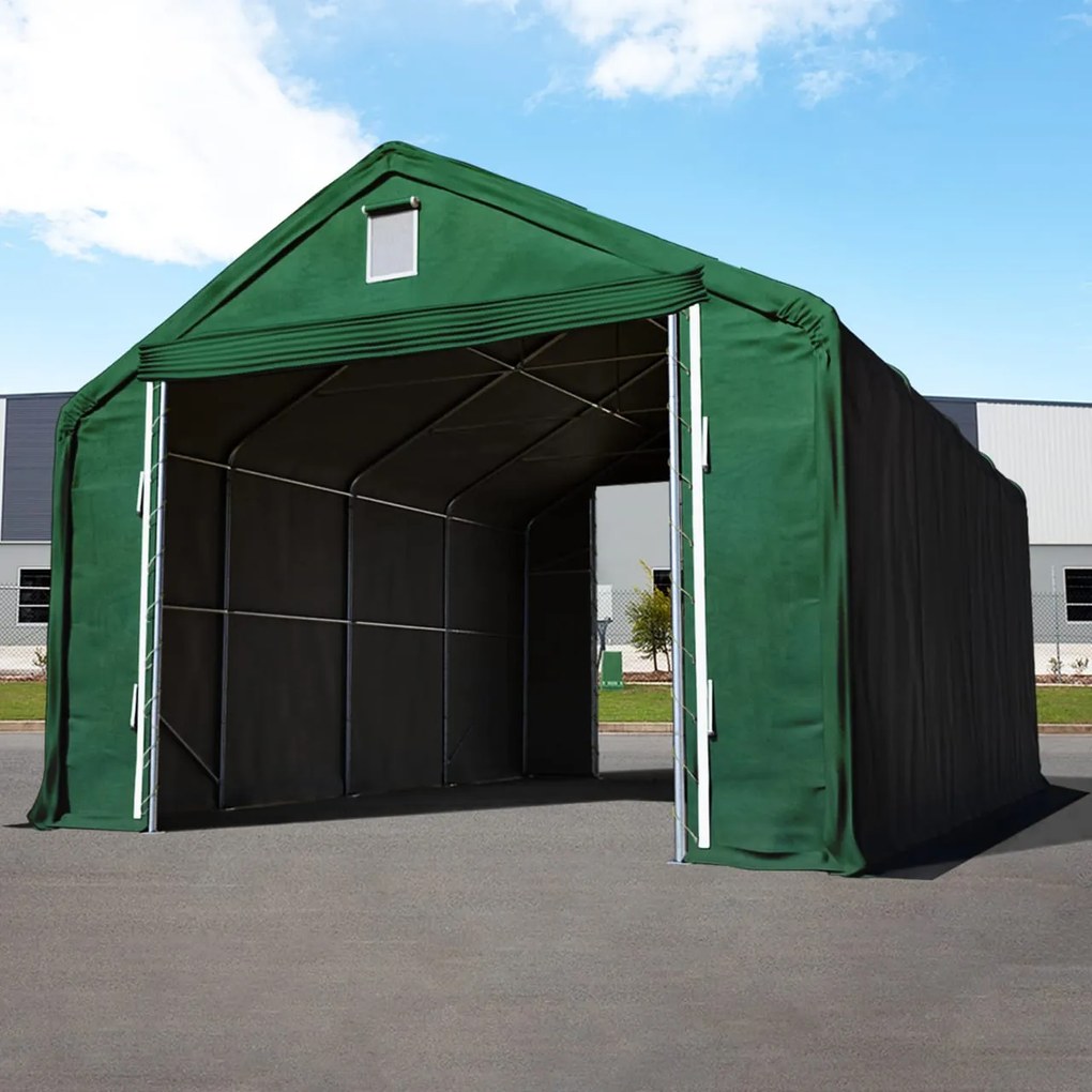 TOOLPORT 6x12m tendostruttura Everest altezza 3m, PRIMEtex 2300, verde scuro, con statica (sottofondo in terra) - (48673)