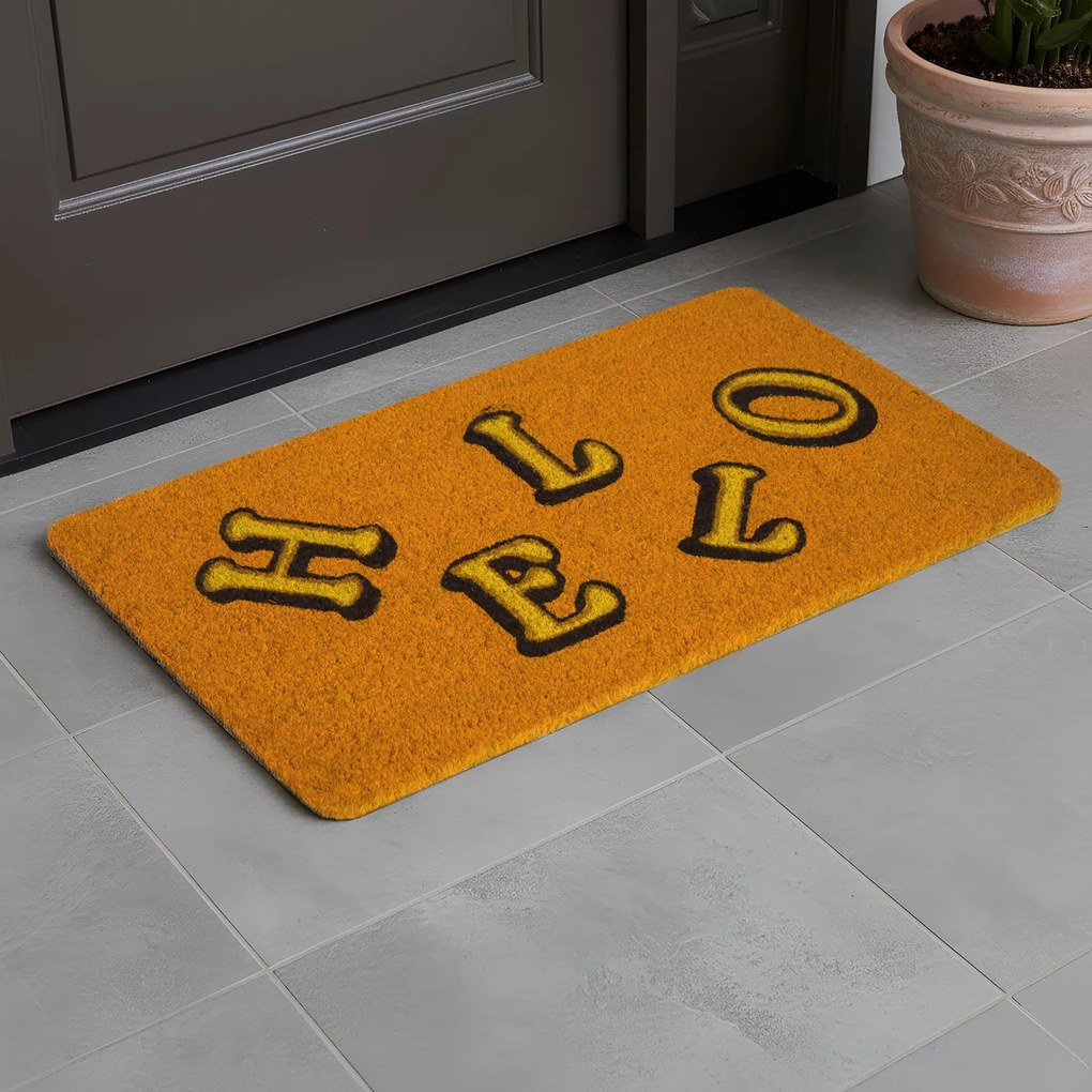 Zerbino 40x70 cm Hello arancione Zerbinomania