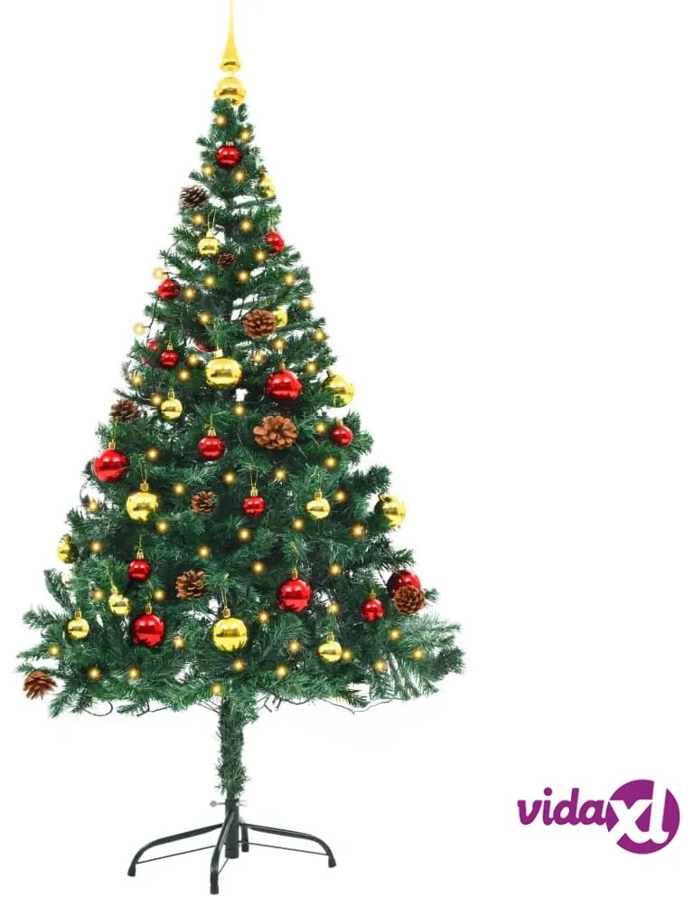 vidaXL Albero di Natale Artificiale con Palline e LED Verde 150 cm