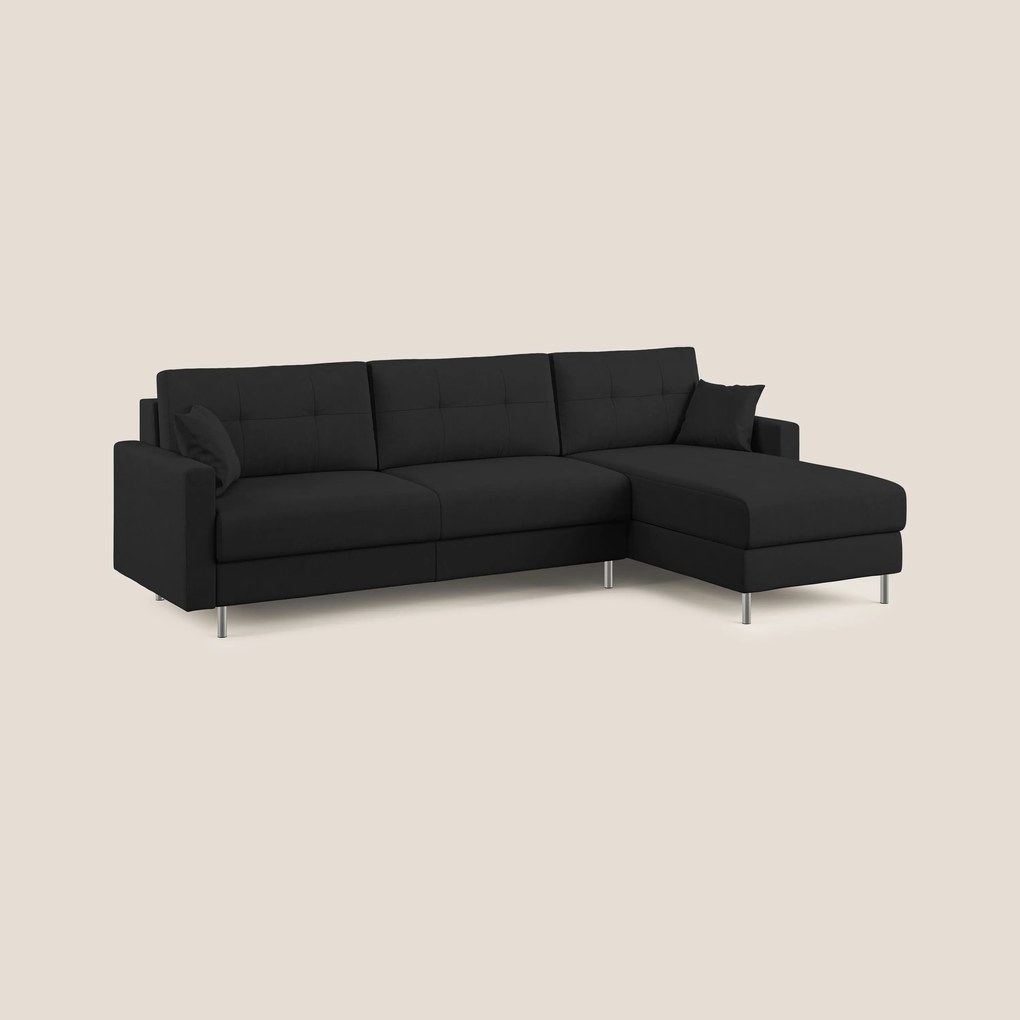 Megan divano letto angolare in microfibra smacchiabile T11 nero