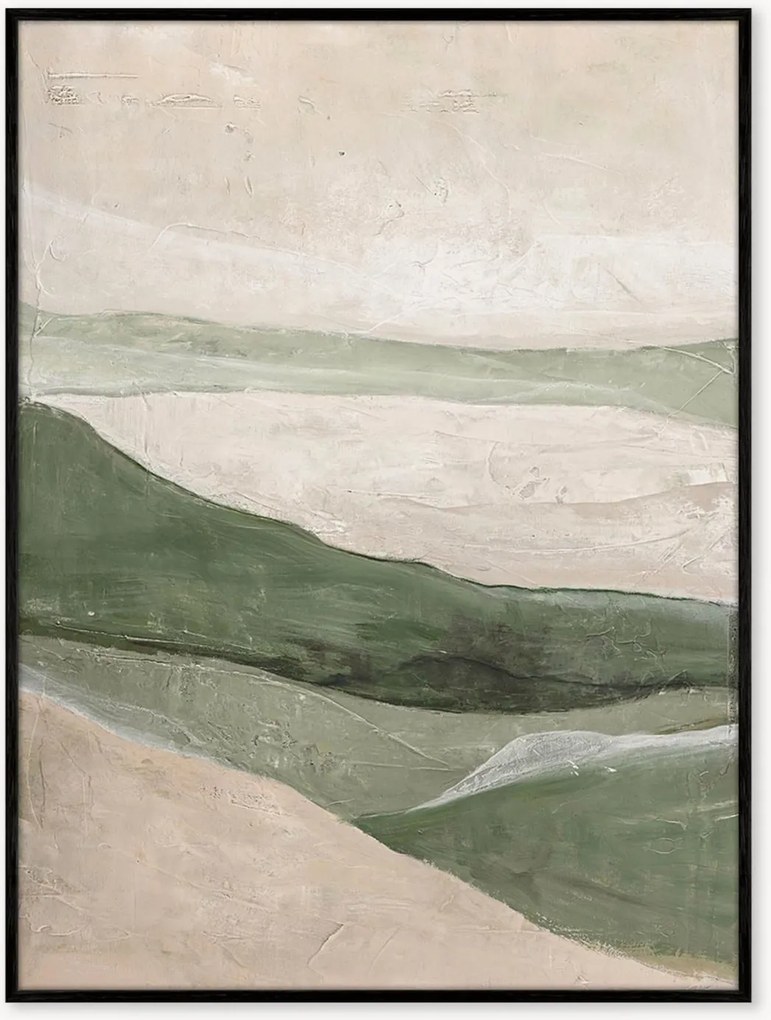Quadro su tela incorniciato dipinto a mano Green Field
