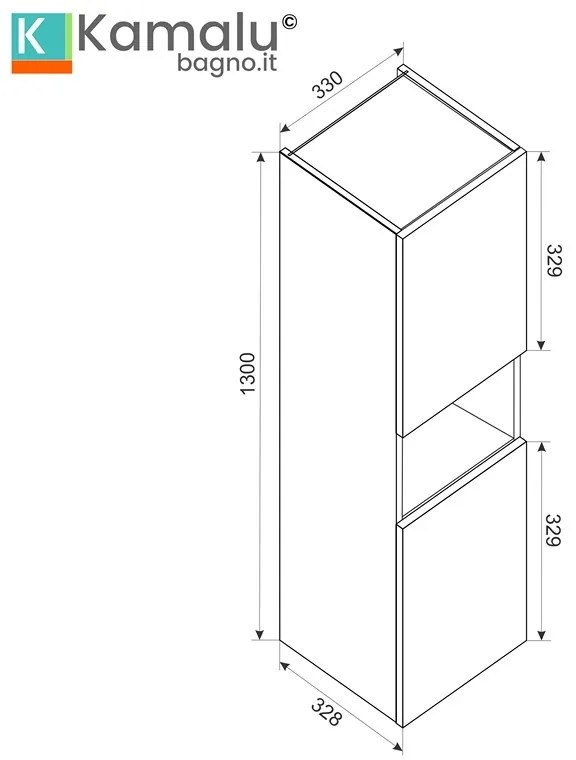 Kamalu - Composizione bagno cannettata 80 cm rovere chiaro | LAC-IRIDE-80