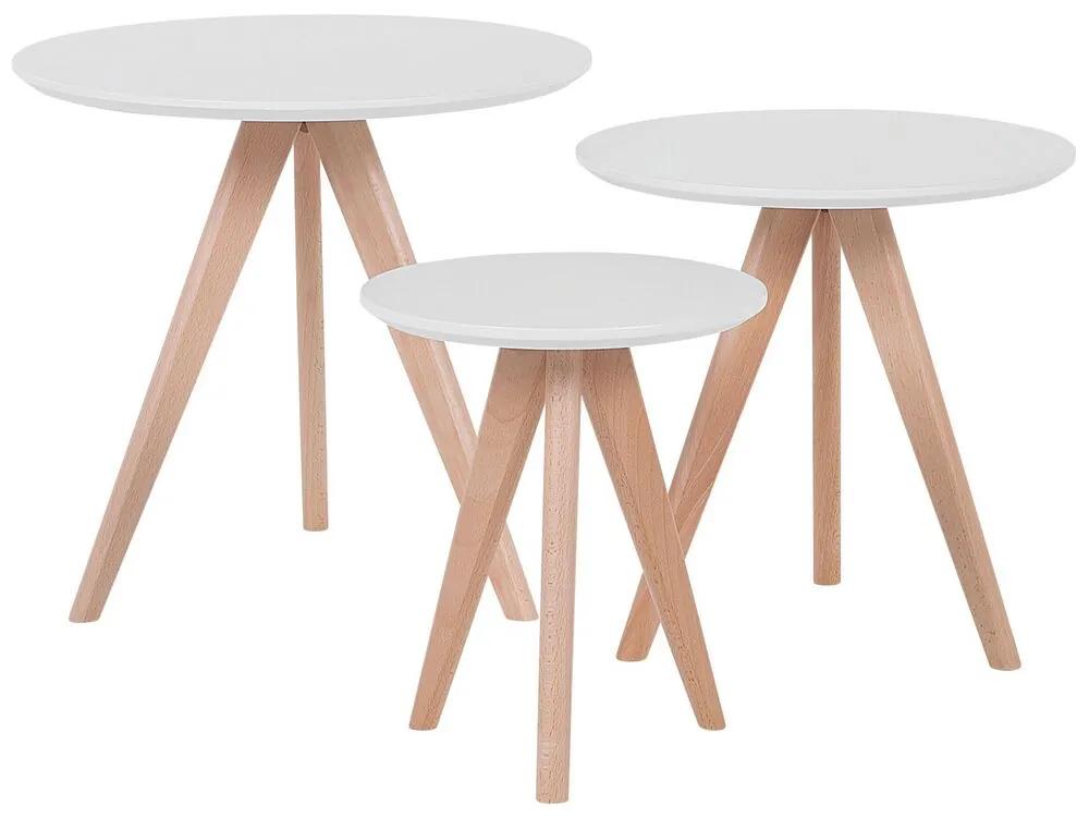 Set di 3 tavolini legno bianco VEGAS Beliani