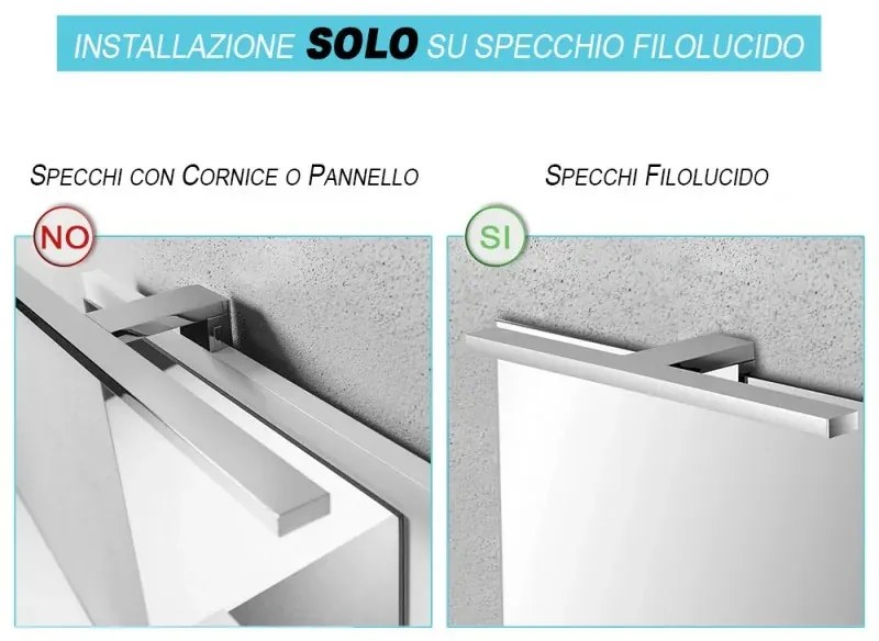 Applique LED per specchio a filo con luce naturale in ABS cromato