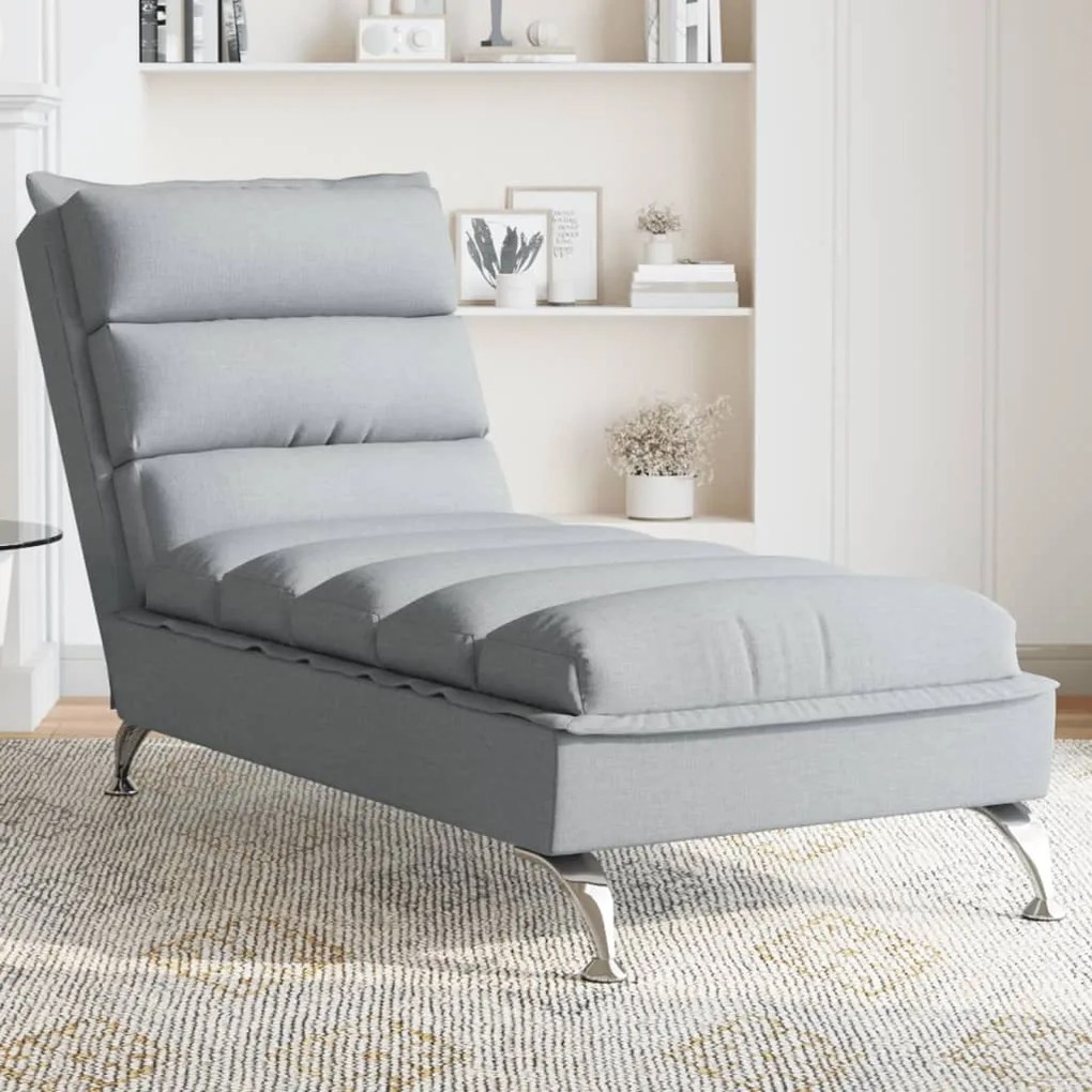 Chaise Longue Con Cuscini Grigio Chiaro İn Tessuto /