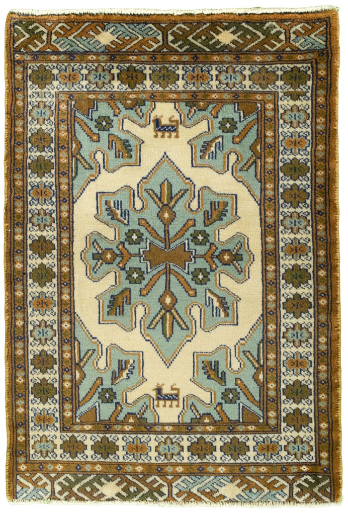 Turkmen Tappeto 60 x 90 Beige (Iran) Annodato A Mano