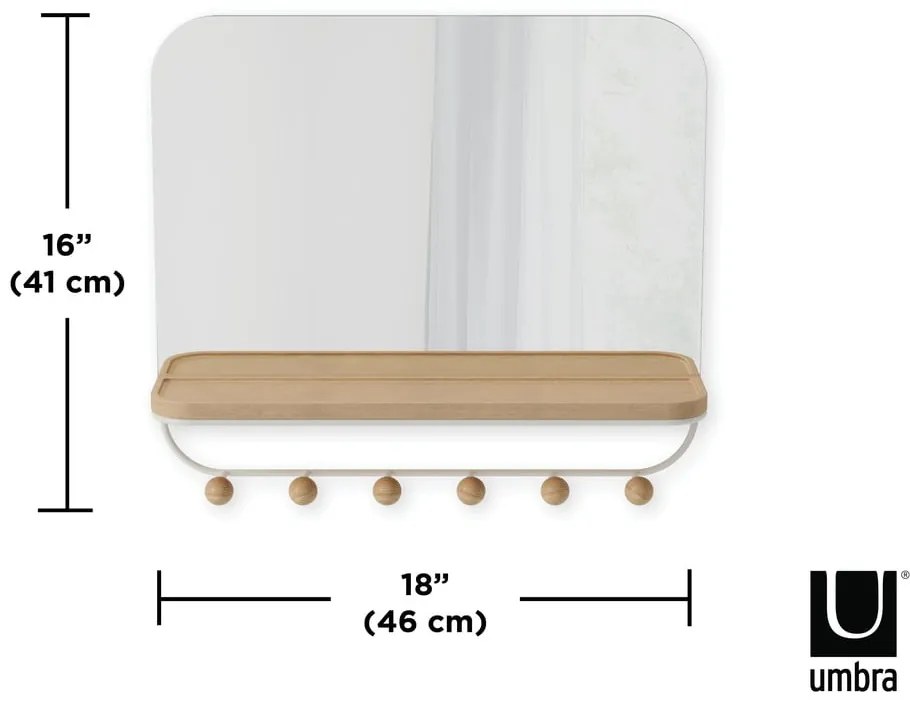Appendiabiti da parete in legno di faggio bianco naturale con ripiano Estique - Umbra