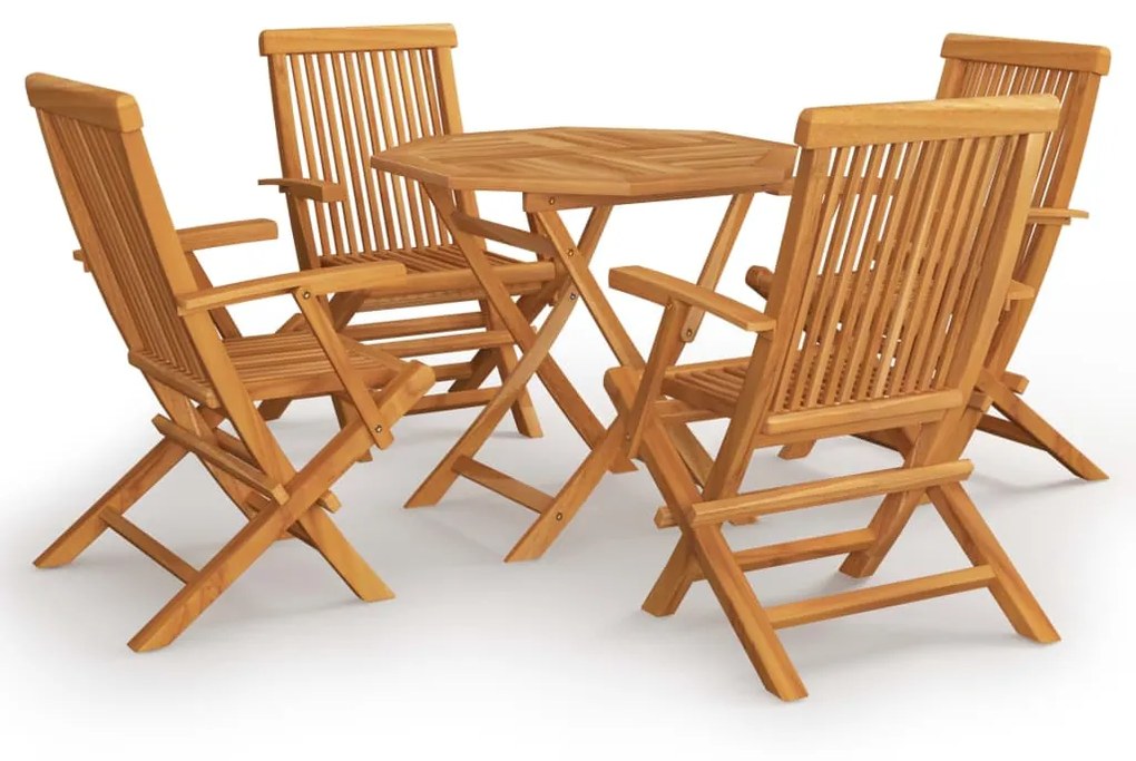 Set da pranzo da giardino 5 pz in legno massello di teak