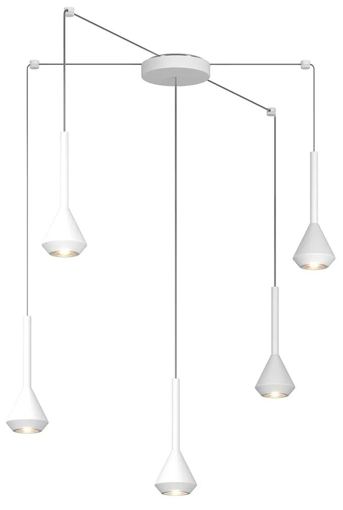 Lampadario Moderno Aygo Metallo Bianco 5 Luci Gu10