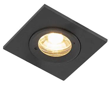 Faretto da incasso quadrato nero IP44 incl. lampadina smart GU10 - XENA