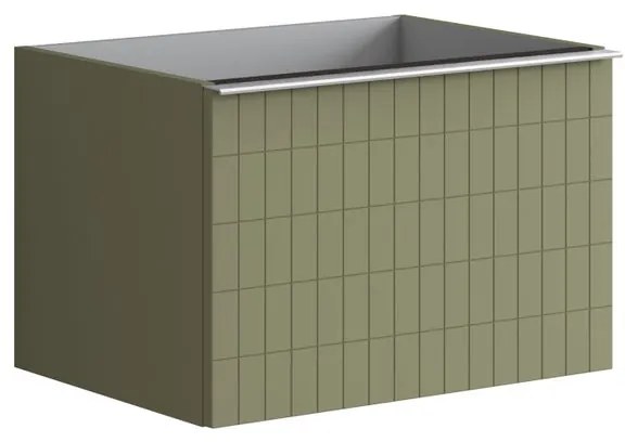 Mobile da bagno sotto lavabo Pixel grid frontale verde salvia e maniglia alluminio brillante laccato opaco L 60 x H 40 x P 45.5 cm 2 cassetti, lavabo non incluso