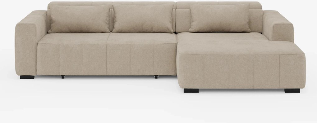 Doric Divano angolare con penisola e sedute allungabili con relax elettrico - poggiatesta reclinabili in tessuto smacchiabile T23