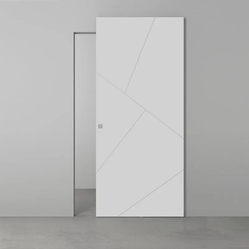 Porta scorrevole Oblique in legno grigio, L 101 x H 230 cm, con binario Invisibile Sinistra