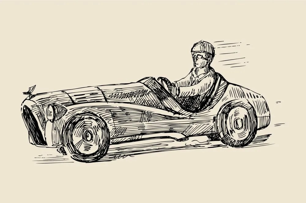 Carta da parati autoadesiva – Auto da corsa in stile retrò
