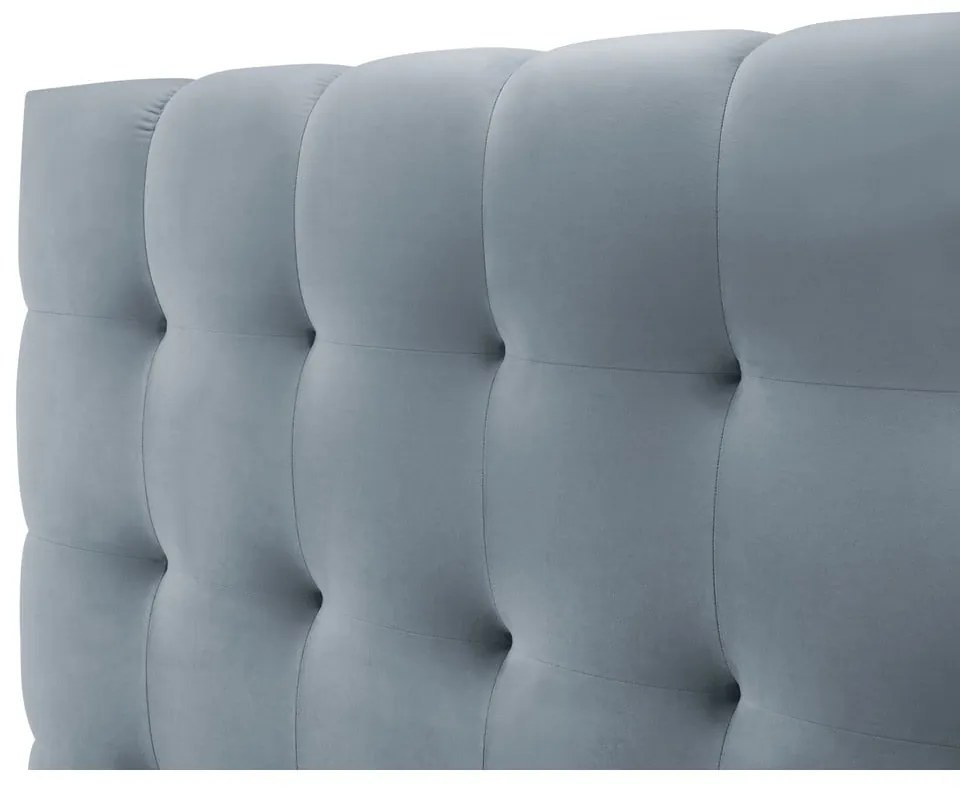 Letto matrimoniale imbottito azzurro con contenitore con griglia 180x200 cm Bali - Cosmopolitan Design