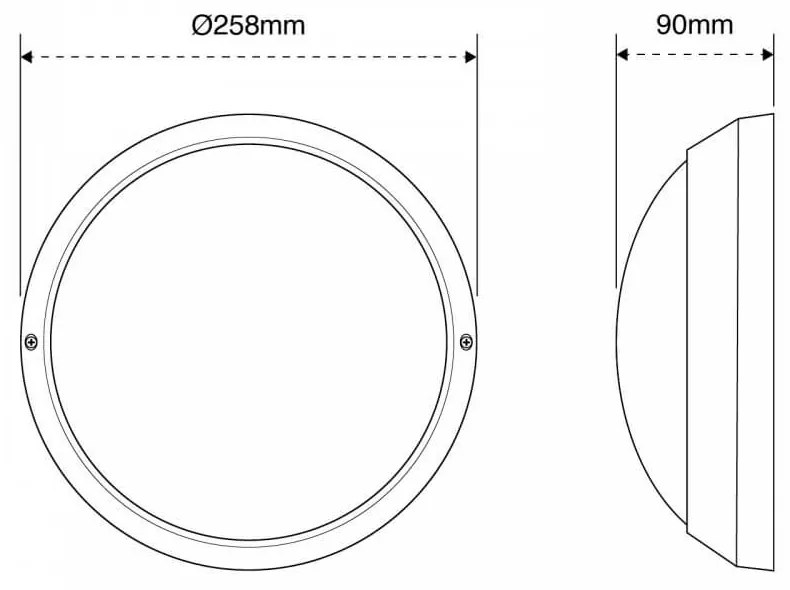 Plafoniera E27 IP54, Nera, Ø258mm Colore del corpo Nero