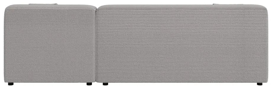 Divano angolare grigio chiaro (con penisola a destra e chaise lounge) rivestito in velluto a coste Martin – Ropez