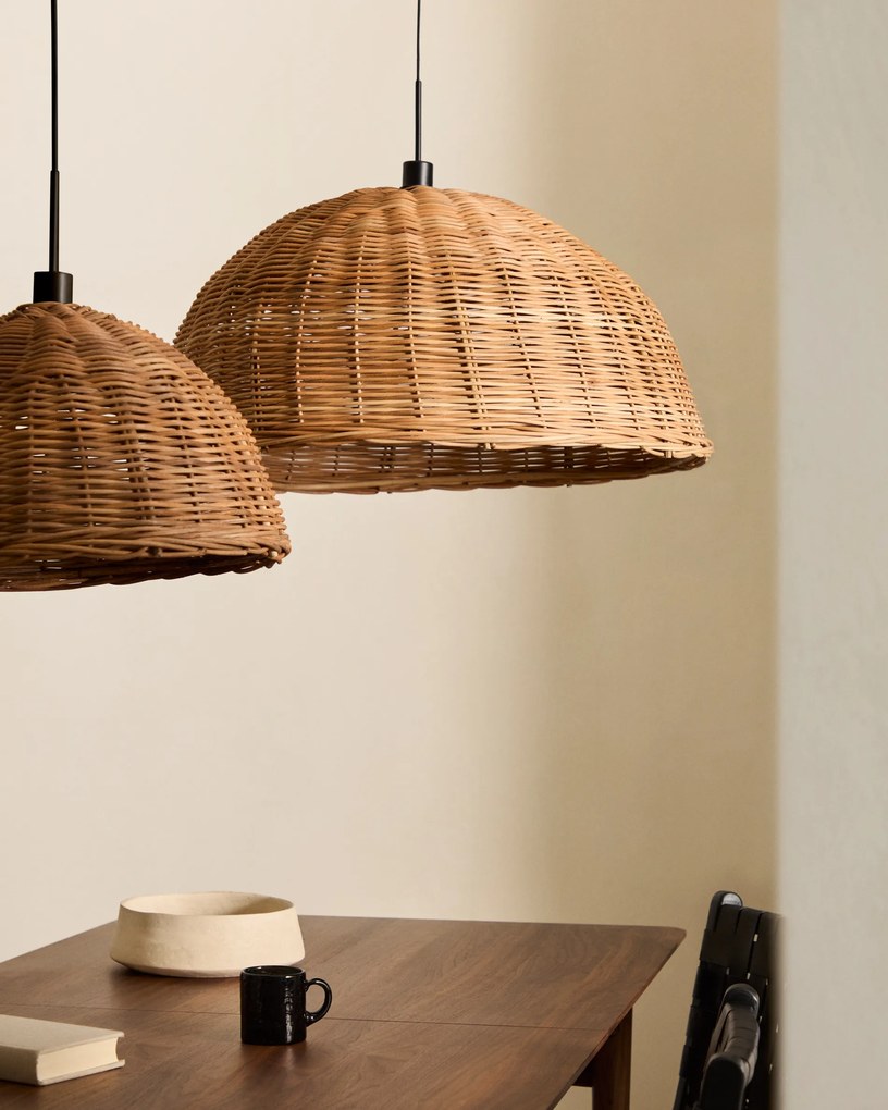 Kave Home - Paralume per lampada da soffitto Jornets in rattan con finitura naturale Ã˜ 80 cm