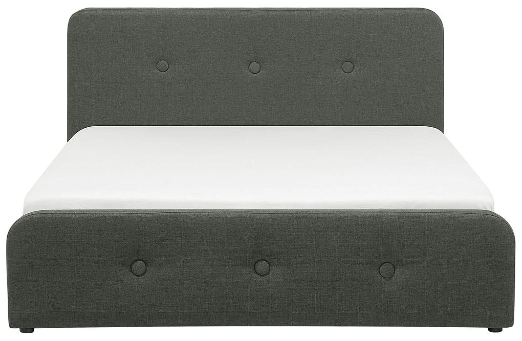 Letto contenitore rete a doghe tessuto grigio scuro 180 x 200 cm RENNES Beliani