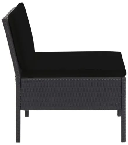 Set Divani da Giardino 5 pz con Cuscini in Polyrattan Nero