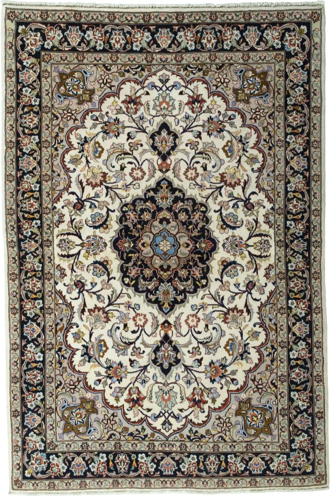 Mashad Tappeto 140x210 Beige (Iran) Annodato A Mano