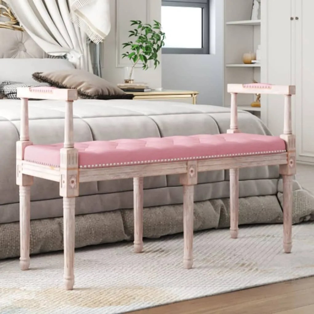 Panca Rosa 110x40x70 Cm İn Velluto /