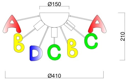 Brilagi - Lampadario a plafone KINDER 5xE14/40W/230V colorato