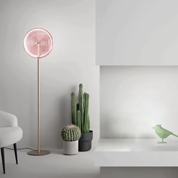 Piantana a LED JOKEY in metallo e vetro decorato Rosa H170 cm