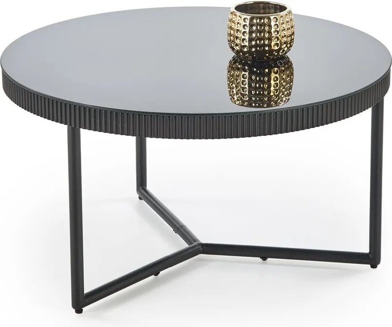 Tavolino Cosmo rotondo in vetro e MDF laccato – Ø80x45 cm