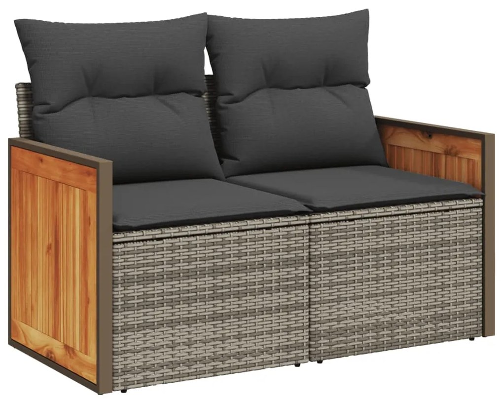 Set divani da giardino 11 pz con cuscini in polyrattan grigio