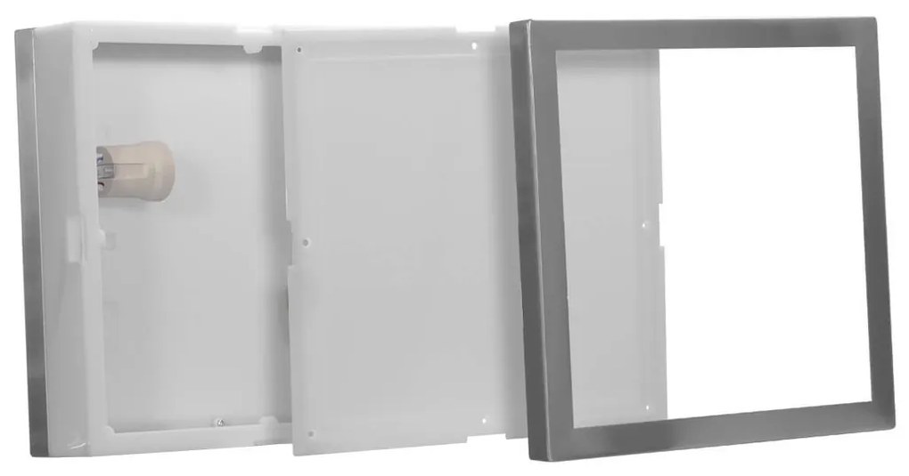 Plafoniera Quadrata in Acciaio Inossidabile 2 basi E27 28x28cm IP54