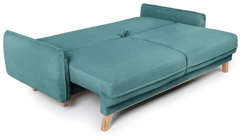 Divano letto in velluto a coste turchese 218 cm Tori - Bonami Selection