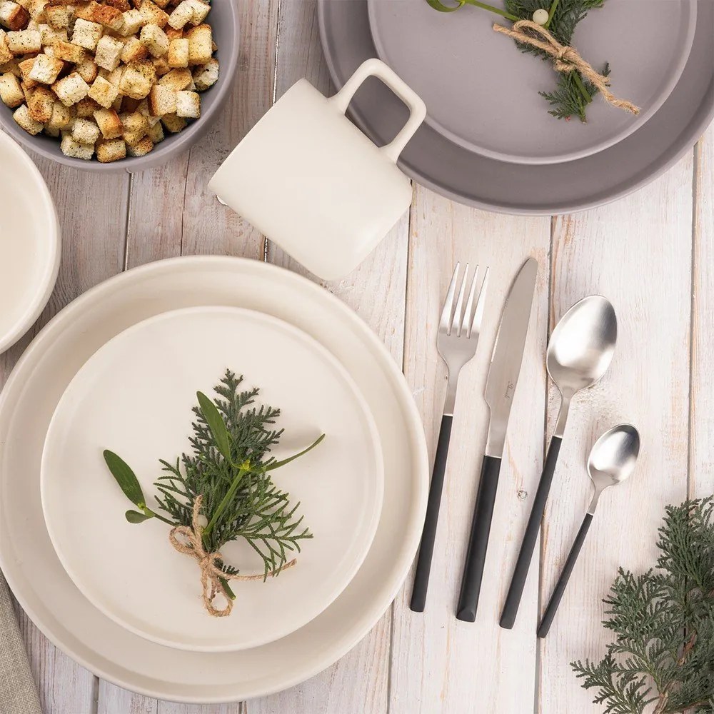 Posate nere/argentate in acciaio inox 24 pz Skandi – Orion