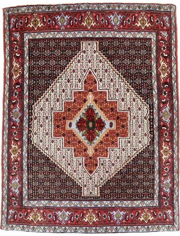 Senneh Tappeto 150 x 120 Beige (Iran) Annodato A Mano