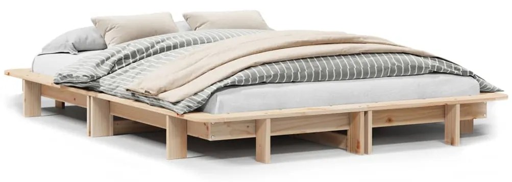Letto Senza Materasso 140x200 Cm İn Legno Massello Di Pino /