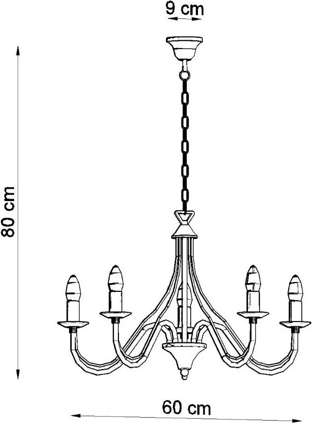 Lampadario a sospensione 5xE14 MINERWA 5 in acciaio