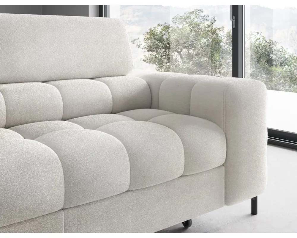 Divano angolare color crema allungabile/con contenitore (con penisola a sinistra/a L) con rivestimento in bouclé Ferucce – ELTAP