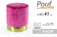 Pouf design fucsia velluto con fascia oro cm 40 x 41 h