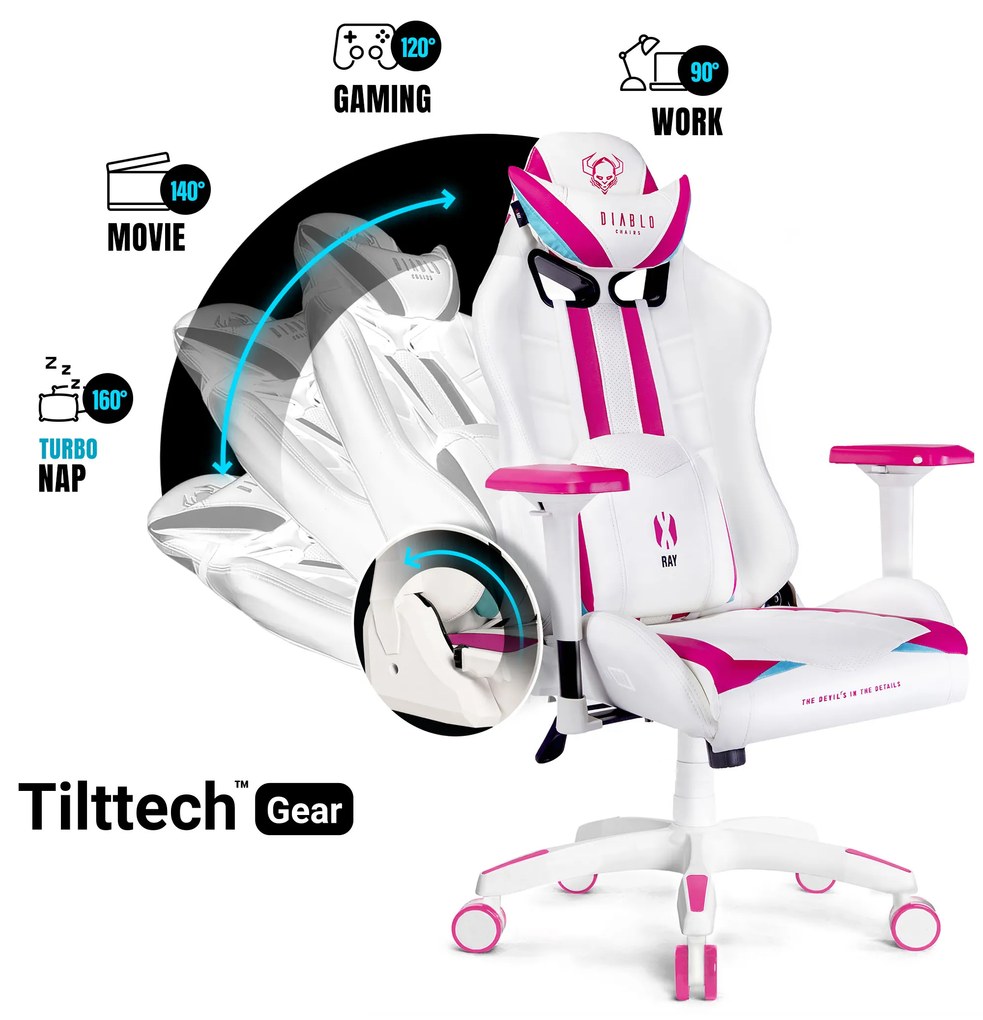 Sedia da gaming Diablo X-Ray Normal Size: Bianco Rosa