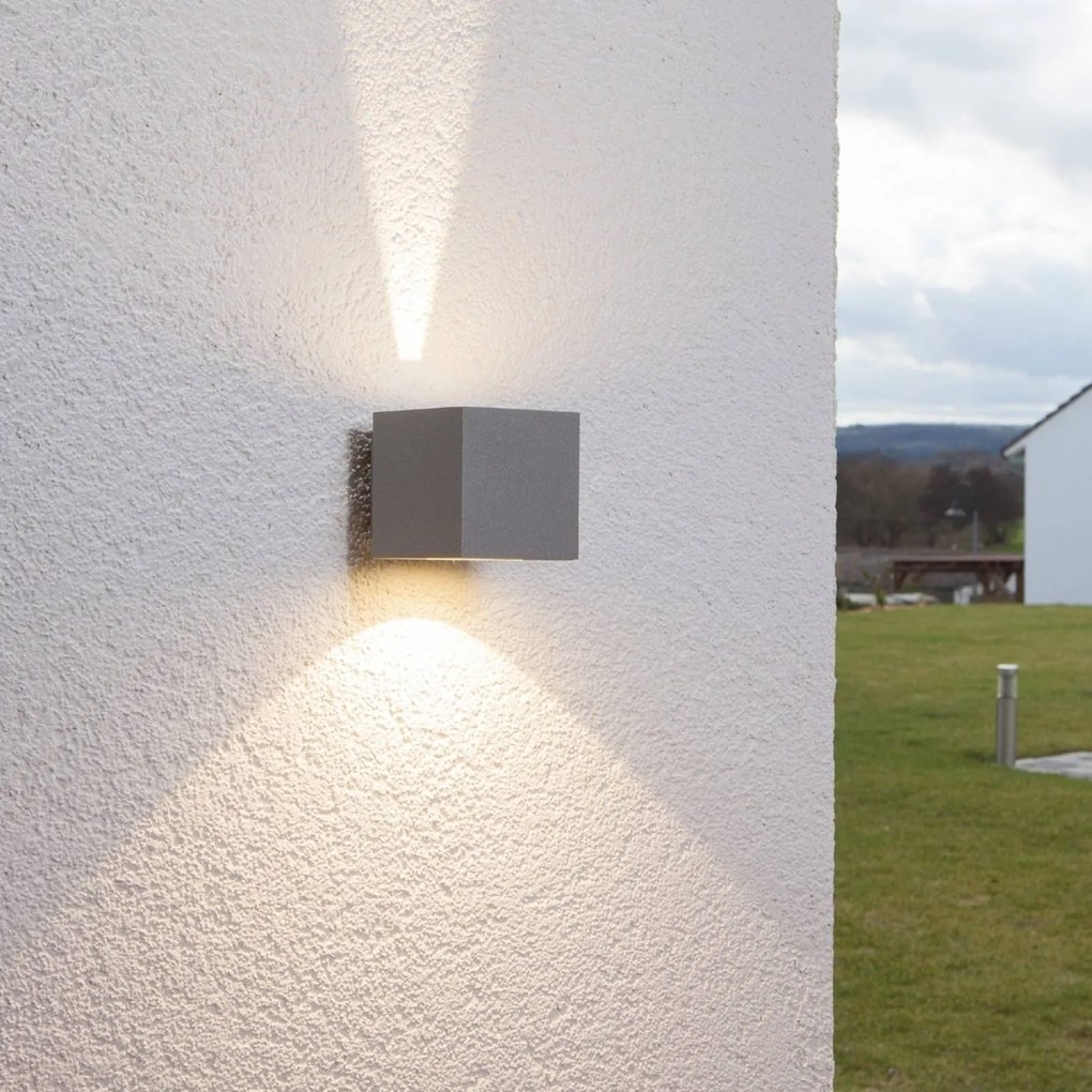 Applique da esterni a LED JARNO Lucande, Alluminio / Grigio / Zincato, Alluminio, Moderno, Applique LED da esterni