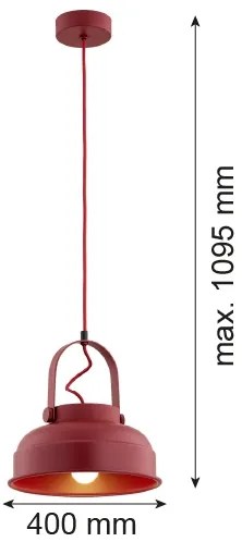 Argon 8286 - Lampadario a sospensione con filo DAKOTA 1xE27/15W/230V rosso