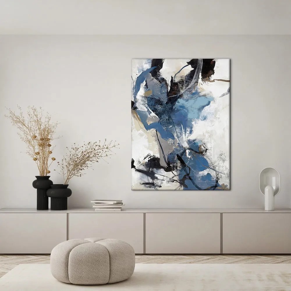 Quadro con elementi dipinti a mano 90x120 cm Blue Vibes - Malerifabrikken