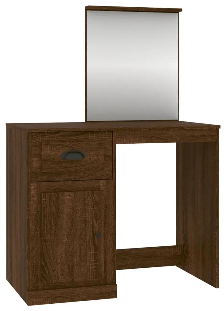 Toeletta specchio rovere marrone 90x50x132,5 legno multistrato