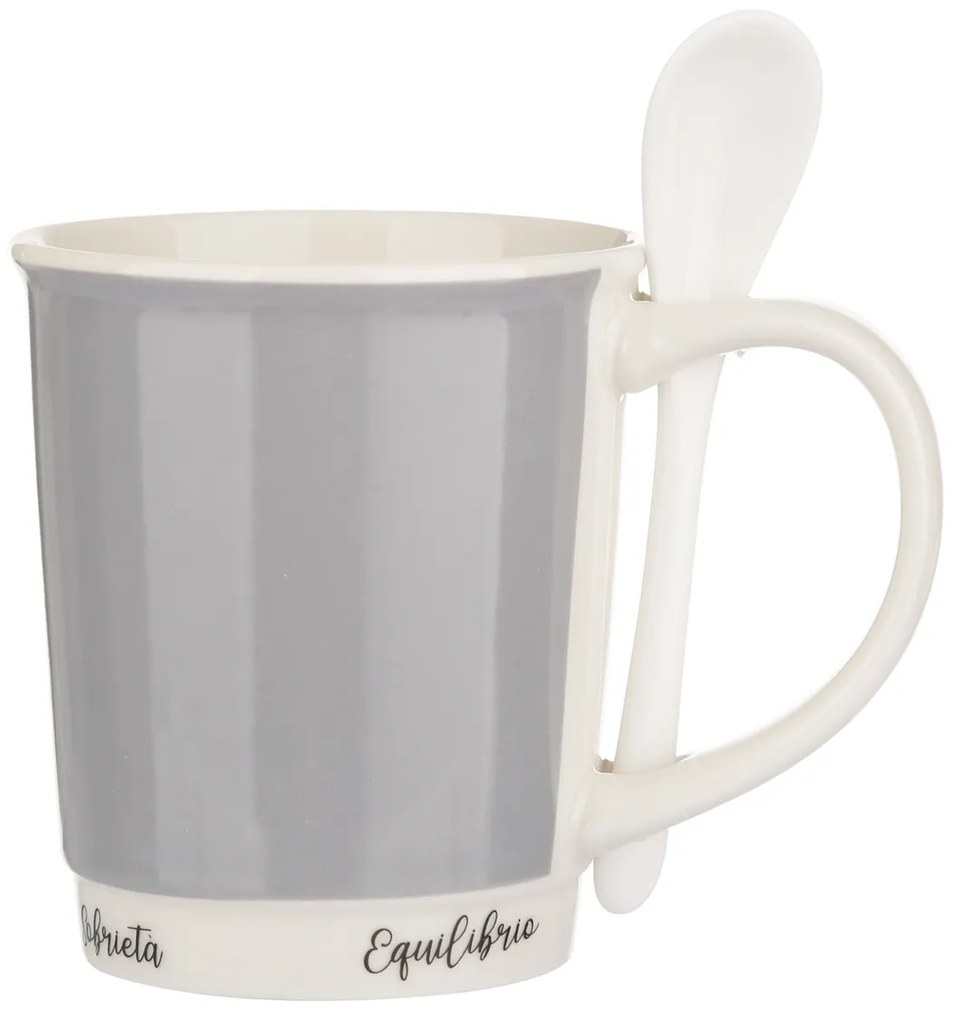 Mug grigia 400 ml con cucchiaino